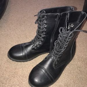 Black combat boots